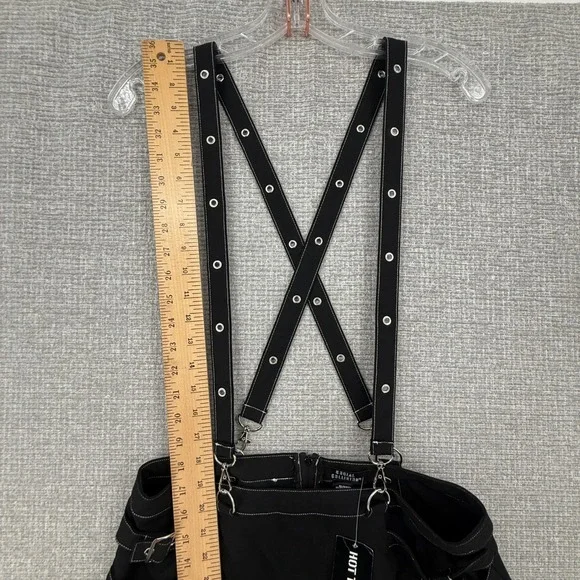 Social Collision Suspender Skirt Women L Black Pleated Grommet Goth Emo - Picture 8 of 10